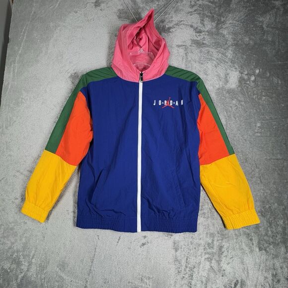 Nike Air Jordan Jacket Boys Large Multicolor Colorblock Windbreaker Streetwear - Picture 2 of 11